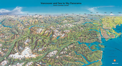 Vancouver & Sea to Sky Panorama Poster Map